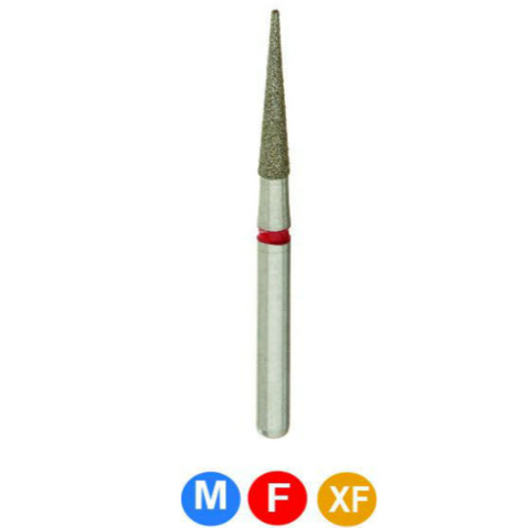 Diamond Burs, FG, TDF Esthetic Finishing Cone, Fine, Red, 1.4 mm, 135-014F, 5/Pk, DET9F
