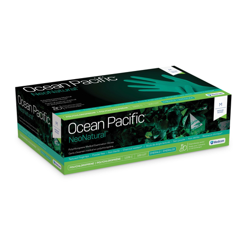 Ocean Pacific NeoNatural Chloroprene Glove, Green, 100/Bx, Medium, 1228-C