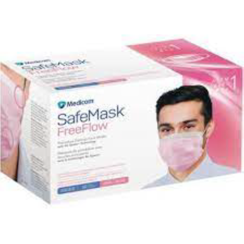 SafeMask FreeFlow Level-1 Masks 50/Bx Pink