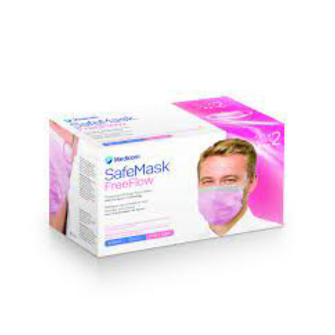 SafeMask FreeFlow Level-2 Masks 50/Bx Pink