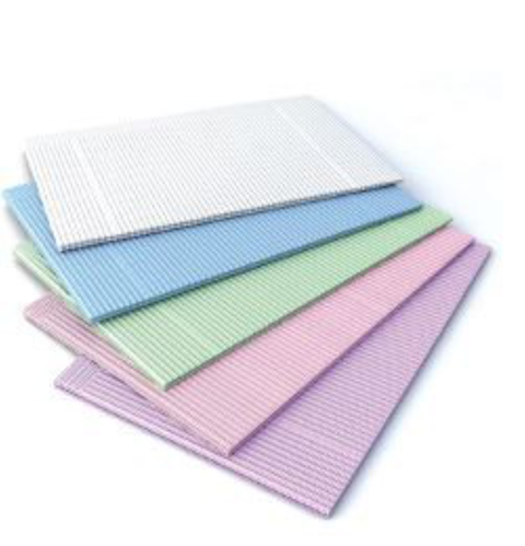 Disposable Bibs, 3-Ply and Poly, 13" x 18", Blue, 500/Pk, DI771, B3-BL