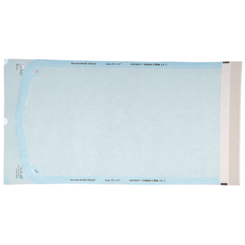Sterilization Pouch, Class 4, Self-Sealing, Blue Film, 7.5" x 13", 200/Pk, 100538
