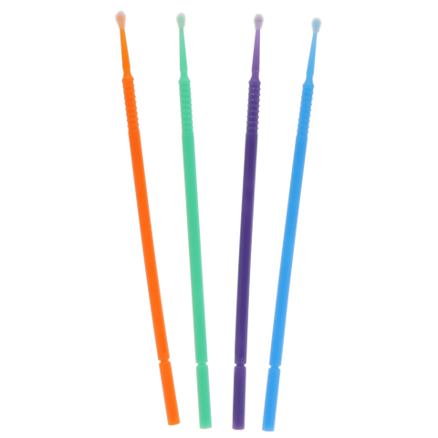 Micro-Brush Disposable Applicators, Regular, Assorted, Blue/Geen/Orange/Purple, 4 x 100/Pk