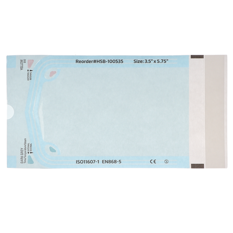 Sterilization Pouch, Class 4, Self-Sealing, Blue Film, 3.5"?x?5.75" 200/Pack, 100535