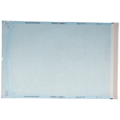 Sterilization Pouch, Class 4, Self-Sealing, Blue Film, 12"?x?17" 200/Pack, 100534