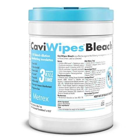 CaviWipes Bleach, 6" x 10.5", Large, 160 Wipes/Pk, 11-1200, (02/28/2025)