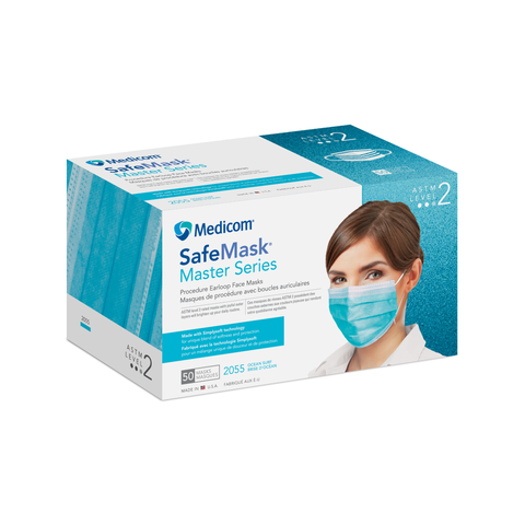 SafeMask, Master Series, Earloop Face Mask, Level 2, Ocean Surf, 50/Pk, 2055