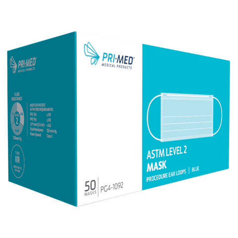Earloop Mask, ASTM Level 2, Blue, 50/Pk, PG4-1092