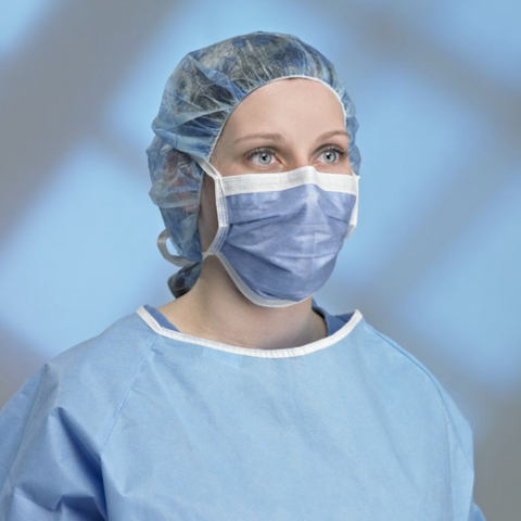 Surgical Tie Masks, Anti-Fog Foam Strip, ASTM Level 3, Indigo, 50/Pk, PG4-4073