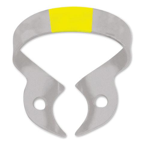 Hygenic Fiesta, Rubber Dam Clamp Wingless, # W8, Upper Molar, Yellow, 1/Pk, H02798