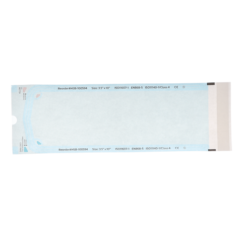 Sterilization Pouch, Class 4, Self-Sealing, Blue Film, 3.50" x 10", Bulk Pack, 500/Pk, 100594