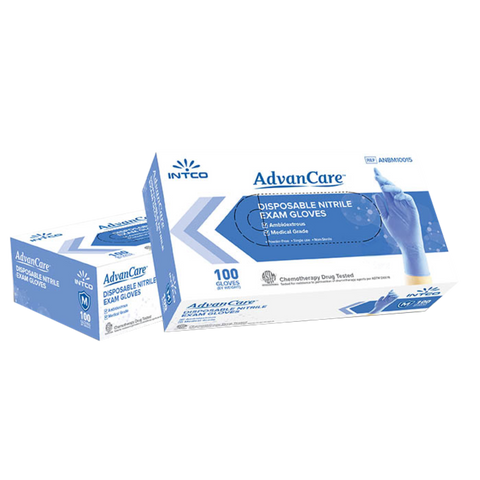 Advan Care Blue Nitrile Gloves, Chemo Tested, 100/Bx, Large, 23032246