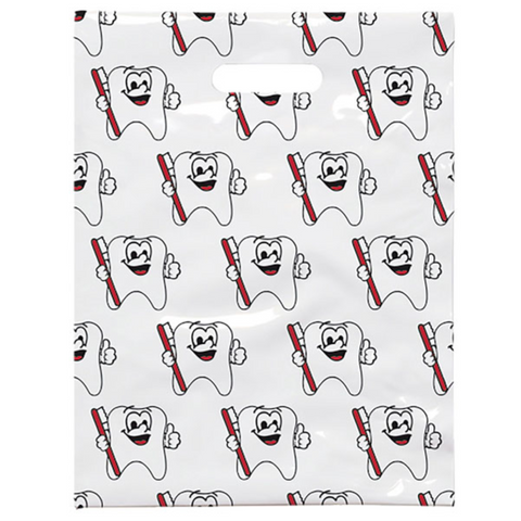Tote Scatter Print Patient Bags 8" W X 10" H 100/pack Have All Over Dental-Themed, 11096142