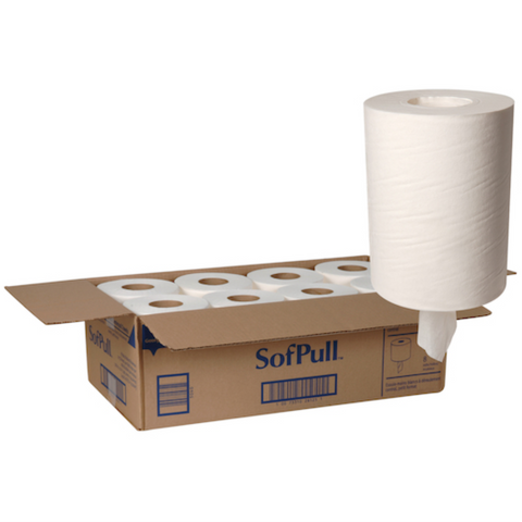 Premium Junior Capacity Centerpull Towels, White, 7.8" x 12" Sheets, 375 sht/rl