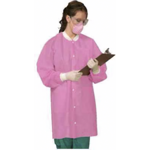 Essentials Lab Coats, Medium, Pink, 10/Pk, IC575