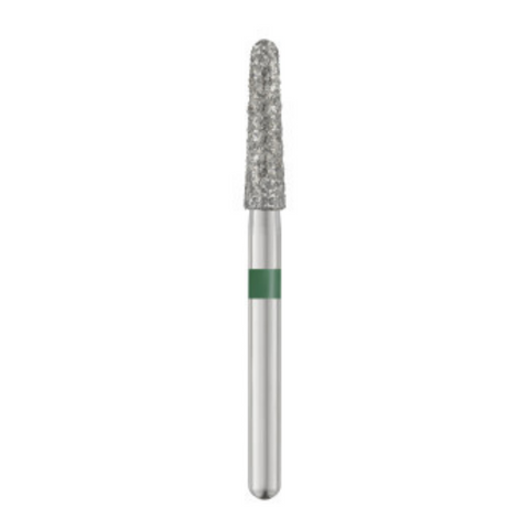 Piranha Diamond Burs, FG, Round End Taper, # 856-021, 2.1 mm, Coarse, Green, 25/Pk, 856-021C