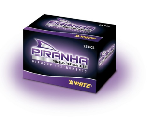 Piranha Diamond Single-Use Burs, FG, Flame, # 889-009, 0.9 mm, Fine, Red, 25/Pk, 889-009F