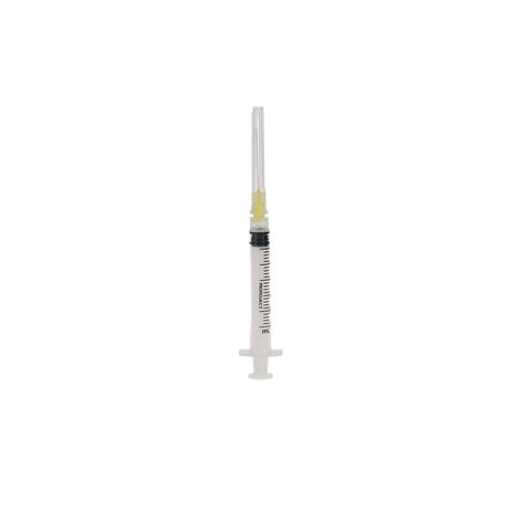 Monoject Endodontic Irrigating Syringes with Needles, 3 cc, 27 Ga, 1.25", Yellow, 100/Pk, Z8881513850