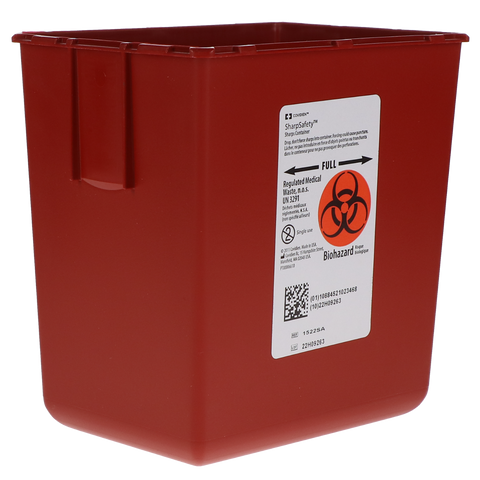 Phlebotomy Sharps Container 2.2 Qt Red, 1522SA, Anesthetics, Sharps Containers