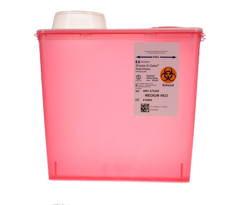 Monoject Sharps Container, with Chimney Top, 8 Qt, Medium, Red, 1/Pk, 676285