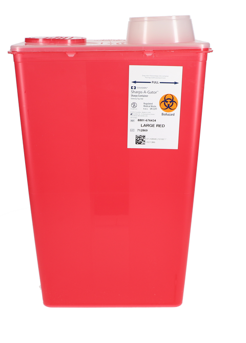 Monoject Sharps Container, with Chimney Top, 14 Qt, Large, Red, 1/Pk, 676434