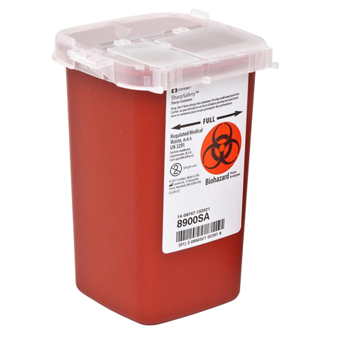 Phlebotomy Sharps Container, 1 Qt, Red, 1/Pk, 8900SA