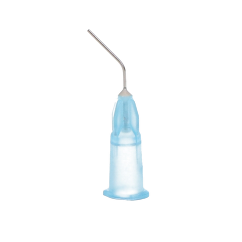 Pre-Bent Syringe Applicator Tips, 25 Ga, 1/2", Blue, 100/Pk, 25B100