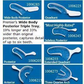 Triple Tray Impression Trays Three-Quarter Arch 35/Pk, 1006273, Impression Material, Trays-Bite Registration