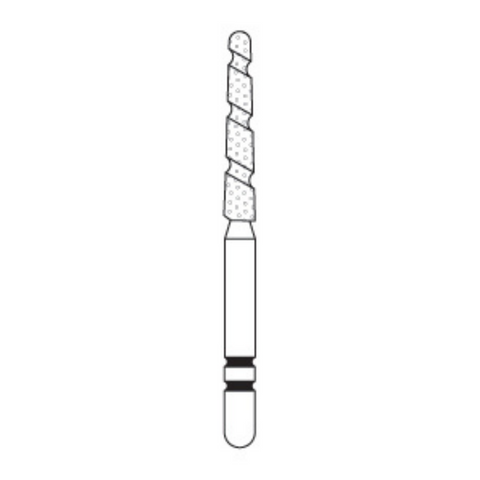 Two Striper TS2000 Spiral Cut Diamond Burs, FG, Round-End Taper, 2004.10, 1.6 mm, Coarse, Green, 5/Pk, 2000050