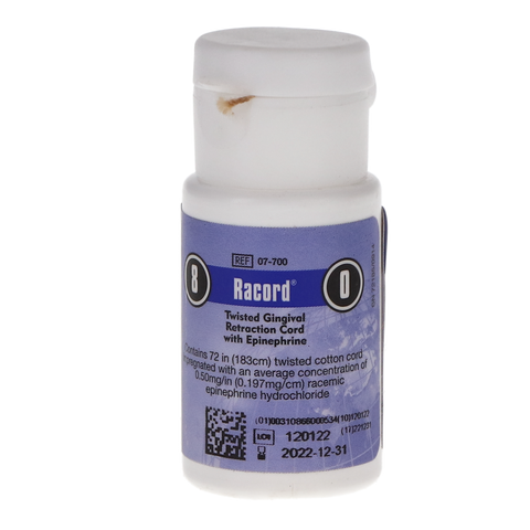 Racord Twisted Retraction Cord, with Epinephrine, Size 0, # 8, Thin, 1/Pk, 07-700