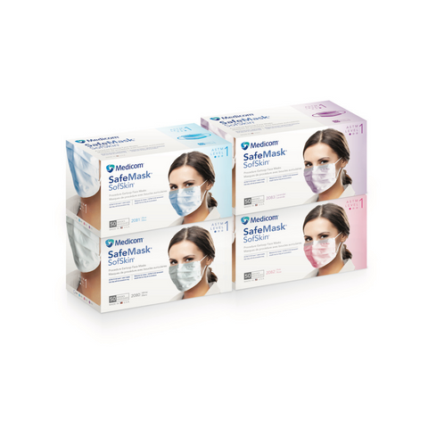 SafeMask SofSkin Procedure Earloop Face Masks, ASTM Level 1, White, 50/Box, 2080