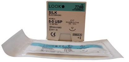 Silk Suture with Needle Black Braided, 18"/45 cm, 12/Pk