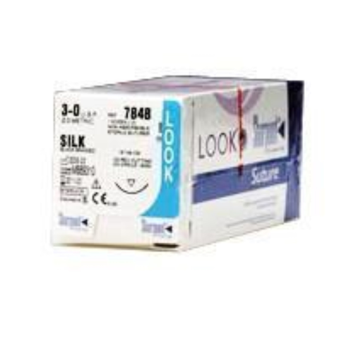 Silk Suture with C16 Needle (RC), Black Braided, 18"/45 cm, # 3-0, 12/Pk, 795B