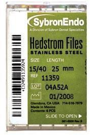 Sybron Endo, Hedstrom Files, Stainless Steel, 6/Pk