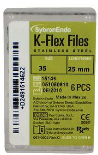 K-Flex Stainless Steel File, 25 mm, # 35, Green, 6/Pk, 15146