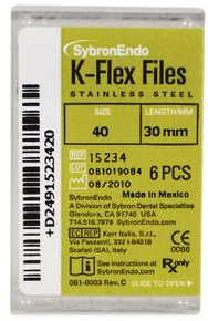 K-Flex Stainless Steel File, 30 mm, # 40, Black, 6/Pk, 15234