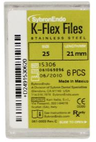 K-Flex Stainless Steel File, 21 mm, # 25, Red, 6/Pk, 15306