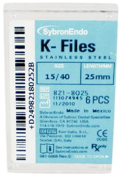 K-File Stainless Steel 25 mm, 8218025, Endodontics, Files K Type (K-Files)