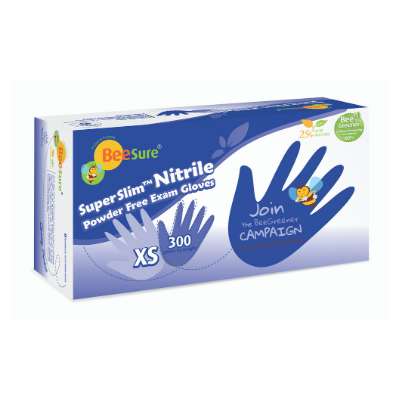 BeeSure SuperSlim Nitrile Examination Gloves, Powder-Free, Large, Cobalt Blue, 300/Box, 1148