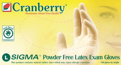 Sigma Latex Powder-Free Examination Gloves, Large, 100/Box, 5818