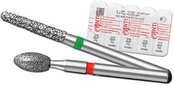 NTI Diamond Burs, FG, Inverted Cone, # M805, 1.2 mm, Medium, Gray, 5/Pk, M805-012