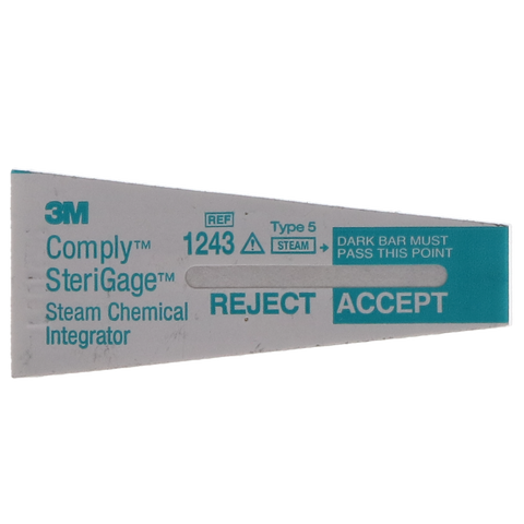 Comply SteriGage Chemical Integrators Steam, Class 5, 2" x 0.75", 500/Pk - 1243A (Exp.01/29/2026)