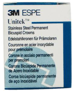 Unitek Preformed Stainless Steel Crowns, Adult, First Permanent Molar, Upper Right, # 5, 5/Pk