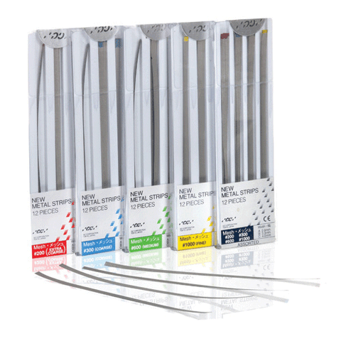 Metal Finishing Strips, Package, # 1000 Assorted Width Mesh, 50 Micron, Fine, Yellow, 12/Pk, 000263