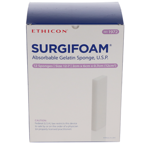 Surgifoam Gelatin Sponge 2 cm x 6 cm x 0.7 cm 12/Pk, 1972, Surgical Products, Surgical Dressing