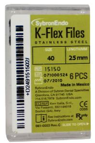 K-Flex Stainless Steel File, 25 mm, # 40, Black, 6/Pk, 15150