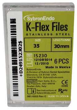 K-Flex Stainless Steel File, 30 mm, # 35, Green, 6/Pk, 15230
