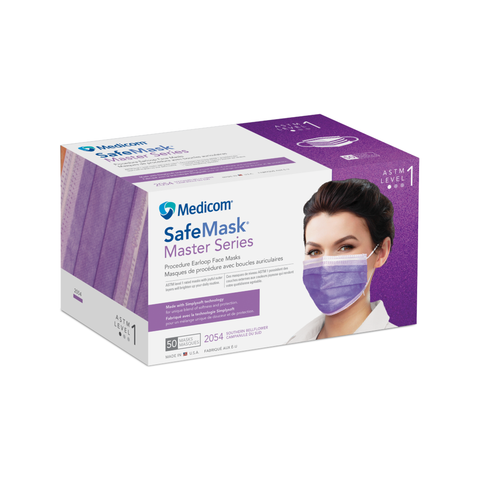 Safe+Mask Master Series Procedure Earloop, ASTM Level 1, Southern Bellflower, 50/Box, 2054