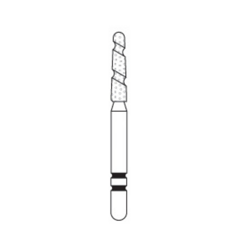 Two Striper TS2000 Spiral Cut Diamond Burs, FG, Round-End Taper, 2004.7, 1.6 mm, Coarse, Green, 5/Pk, 2000047
