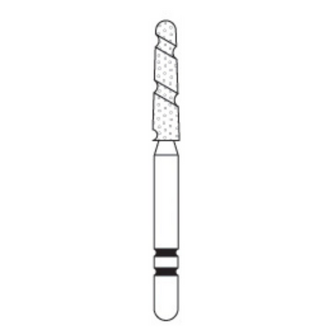 Two Striper TS2000 Spiral Cut Diamond Burs, FG, Round-End Taper, 2005.8, 1.8 mm, Coarse, Green, 5/Pk, 2000058